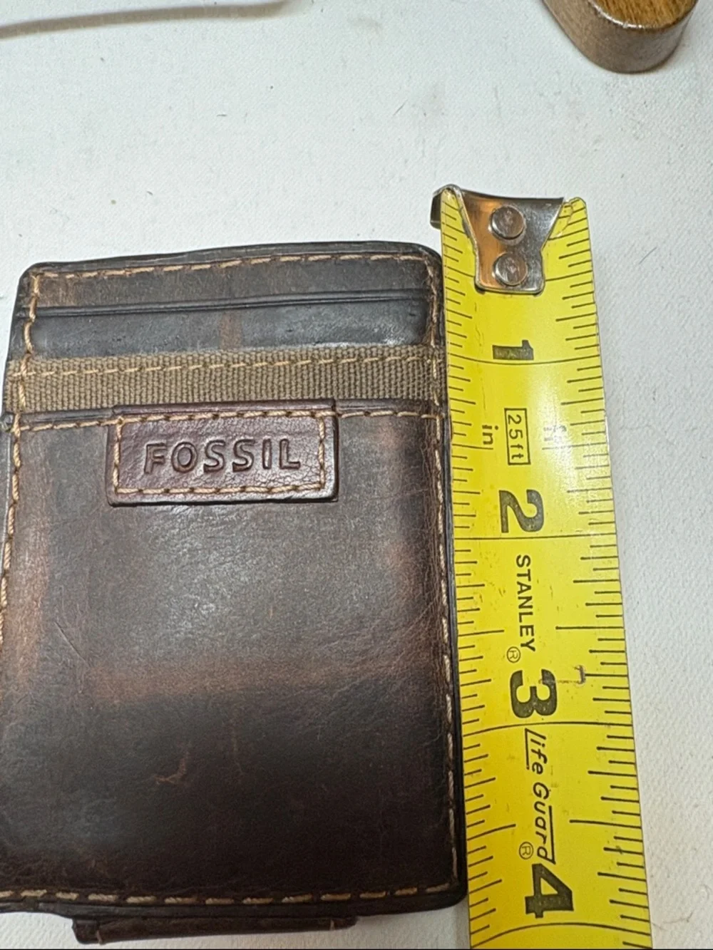 Fossil Brown Leather Magnetic Money Clip Card Holder